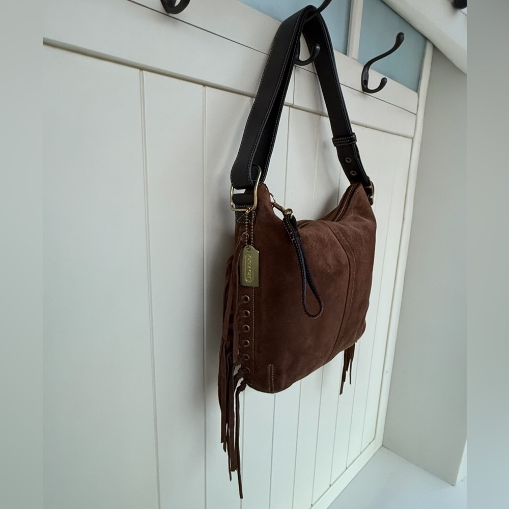 Vintage Coach Limited Edition Fringed Suede Shoulder Convertible Strap Bag 9330 - Picture 2 of 11